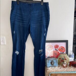 Tinseltown Blue Skinny Jeans with Distressed Detailing